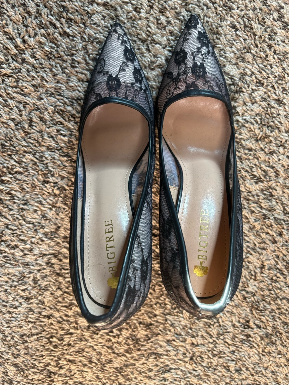 Black Lace Pointed-Toe Heels